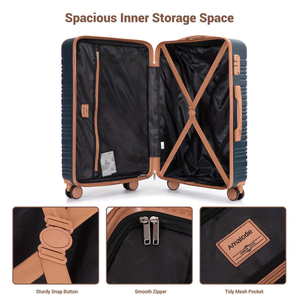 6pcs Luggage Sets with Duffel Bag And Toiletry Bag, Hardside ABS Carry-on And Checked Suitcase Set with TSA Lock, 360° Double Spinner Wheels