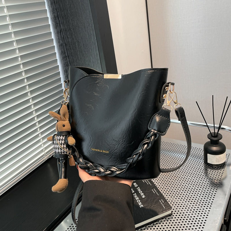 New Stylish Retro Multifunctional Textured Commuter Shoulder Crossbody Handbag | Christmas Thanksgiving Gift, PVC Material, Zipper Closure