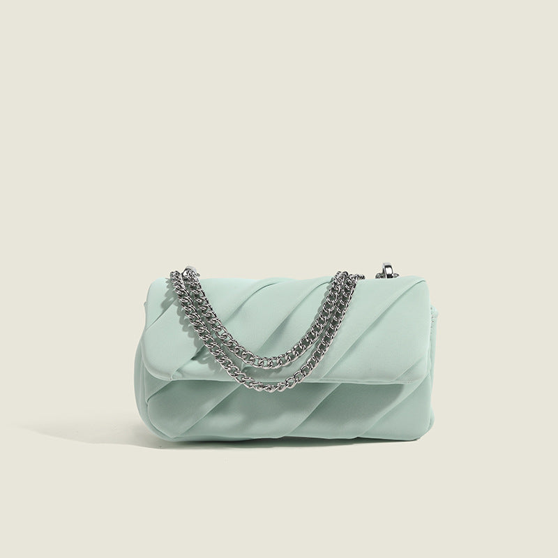 Women'S Cute Small Square Bag with Detachable Chain Shoulder Strap | Light Blue\White\Black Single Shoulder Bag, Golden Hardware Accessories, Lining, 7.09x2.76x3.94inch, Daily Casual Handbag