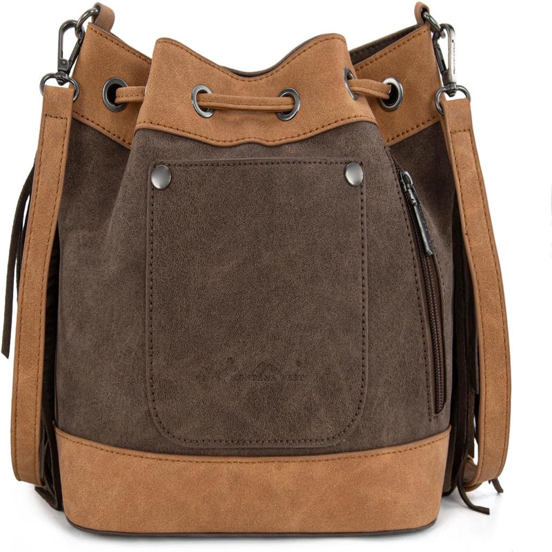 Montana West Aztec Bucket Bags for Women - Western Fringe Crossbody Vintage Drawstring Design