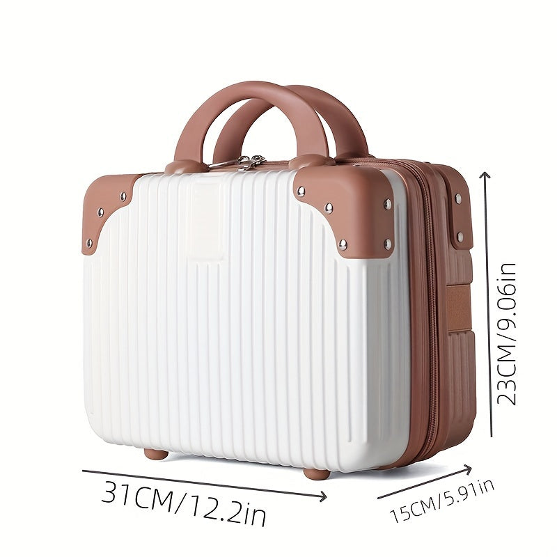 14-Inch Vintage Lightweight Carry-On Suitcase with Combination - Small Travel Luggage, Zipper Closure & Shoulder Strap, Multifunctional Portable Case - Compact Airplane Cabin Bag