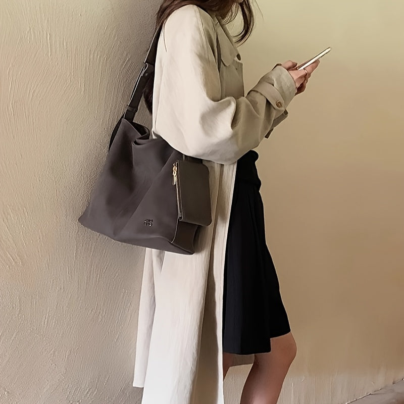 Moonlight Tote Bag for Women, Large Capacity, Relaxed and Elegant Style, Commuter Shoulder and Crossbody Bag. Fashionable and Sophisticated Small Bag Charm. Niche Tote Bag, Solid Color Shoulder Bag