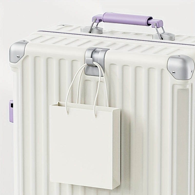 1pc 26-inch Large Capacity Fashionable Suitcase with Foldable Cup Holder, Alloy Corner Protection, Durable PC Shell, 360° Silent PE Spinner Wheels, Side Handle