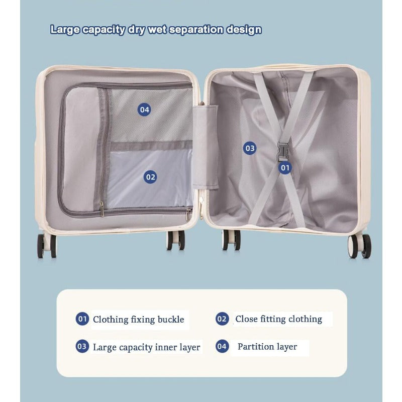 Front Open Carry on Luggage Small Suitcase Carry on Luggage with Cup Holder USB Port Lightweight Travel Suitcase for Man Woman Green 20in