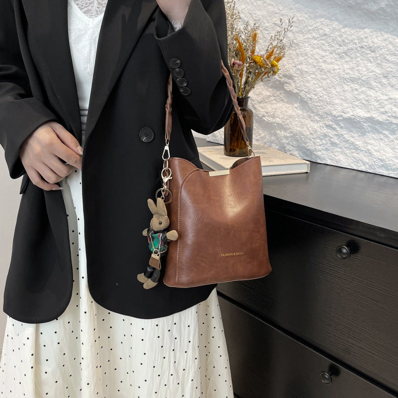 New Stylish Retro Multifunctional Textured Commuter Shoulder Crossbody Handbag | Christmas Thanksgiving Gift, PVC Material, Zipper Closure