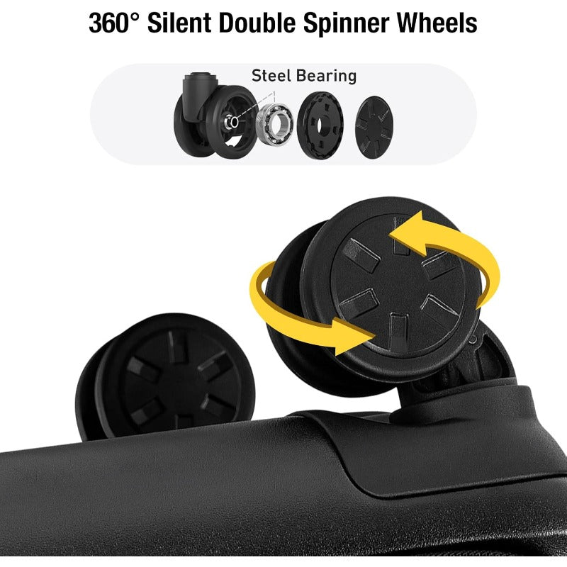 Carry-On Luggage | Airline Approved with Laptop Compartment, Black, 20 Inch, ABS Shell, Zipper Closure