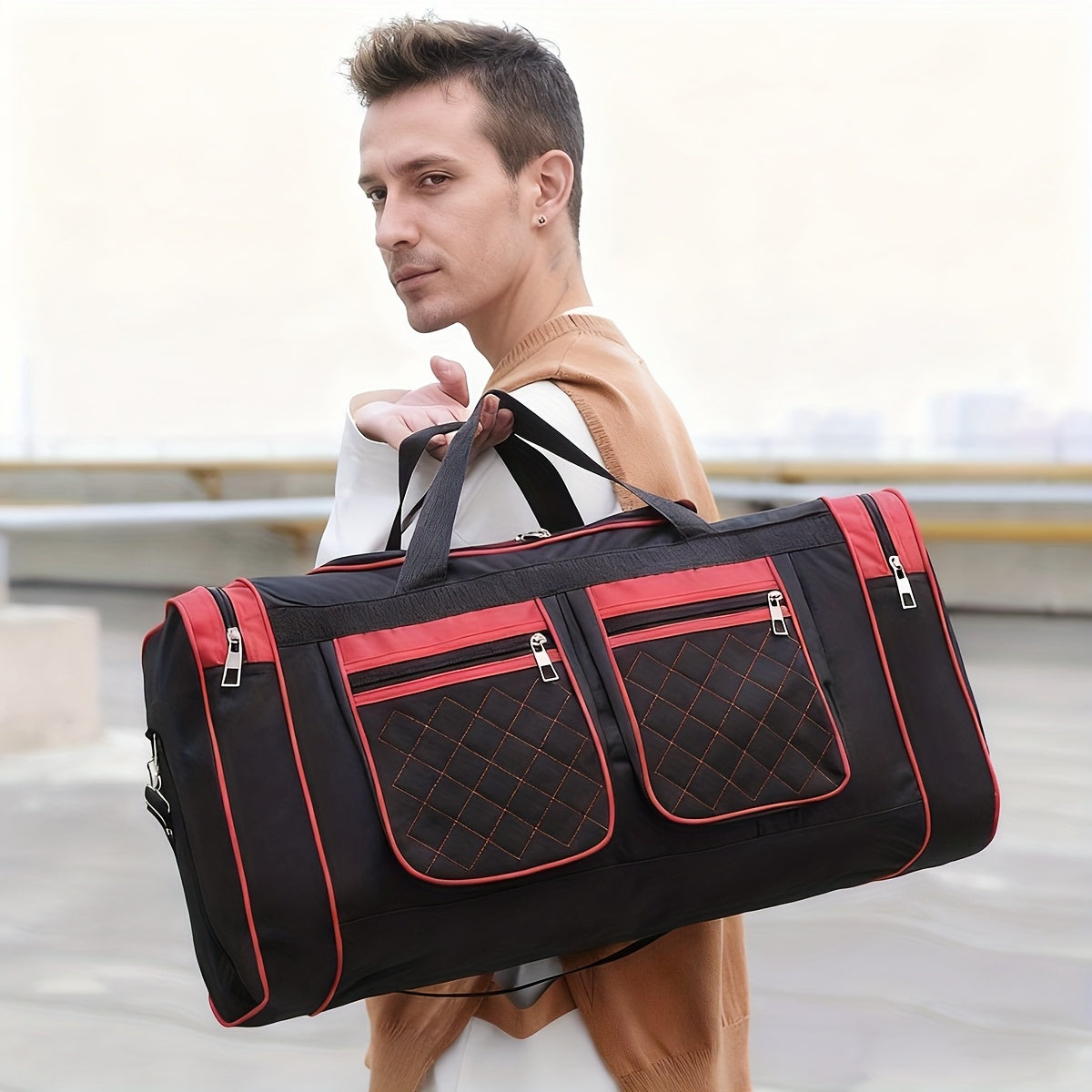 Large Capacity Travel Duffel Bag For Men & Women-Heavy-Duty Gym Bag With Multi-Pocket Design, Adjustable Shoulder Strap & Zipper Closure