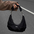 Small Retro Shoulder Bag for Women, Soft Hobo Style, Black Purse Inspired by Spice, Crescent-Shaped Handbag