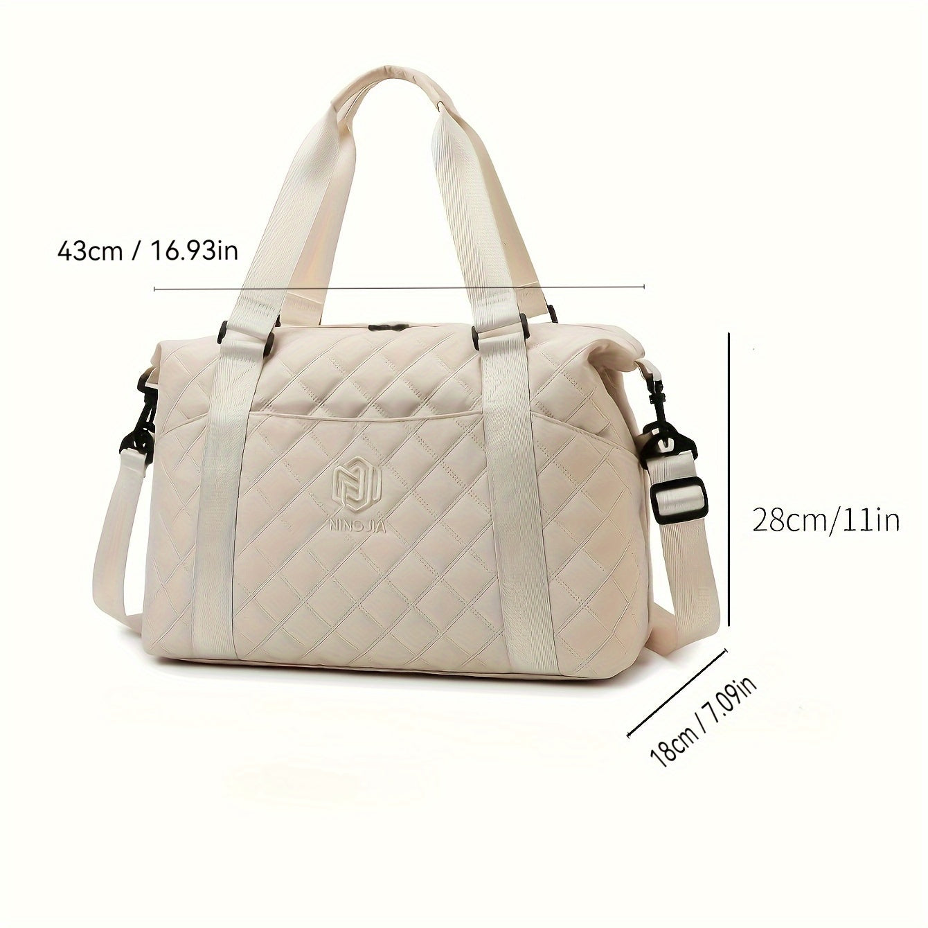 Travel Bag Large Capacity Argyle Pattern Travel Luggage Bag | Solid Color Duffle Bag, Portable Overnight Bag