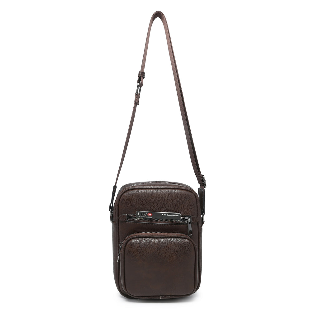 Men's Leather Crossbody Bag for Men - Adjustable Shoulder Wallet with Strap, Business & Casual Hands-Free Use