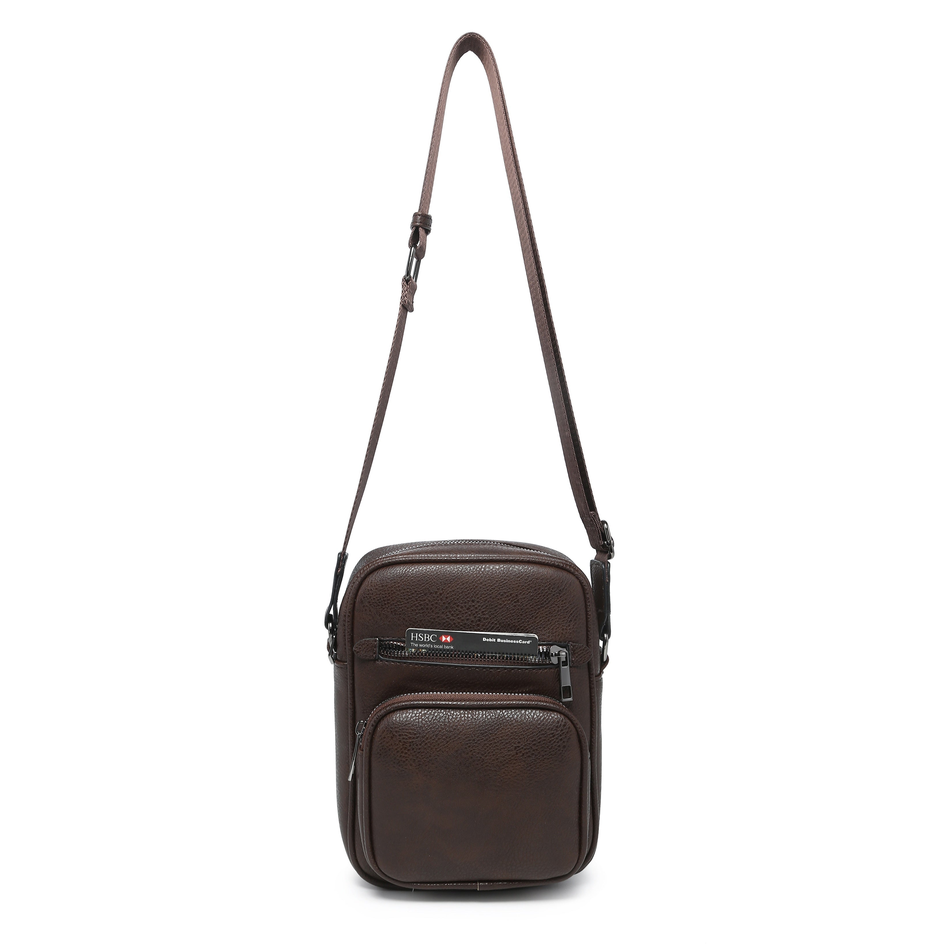 Men's Leather Crossbody Bag for Men - Adjustable Shoulder Wallet with Strap, Business & Casual Hands-Free Use