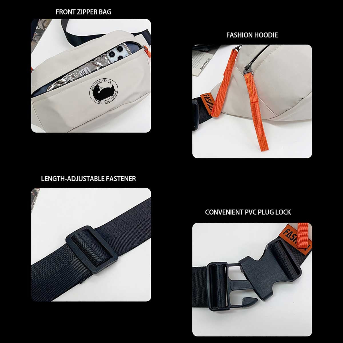 A Doni Burke Print Neutral Crossbody Bag | Adjustable Shoulder Straps, Zipper Closure, Casual Waist Bag