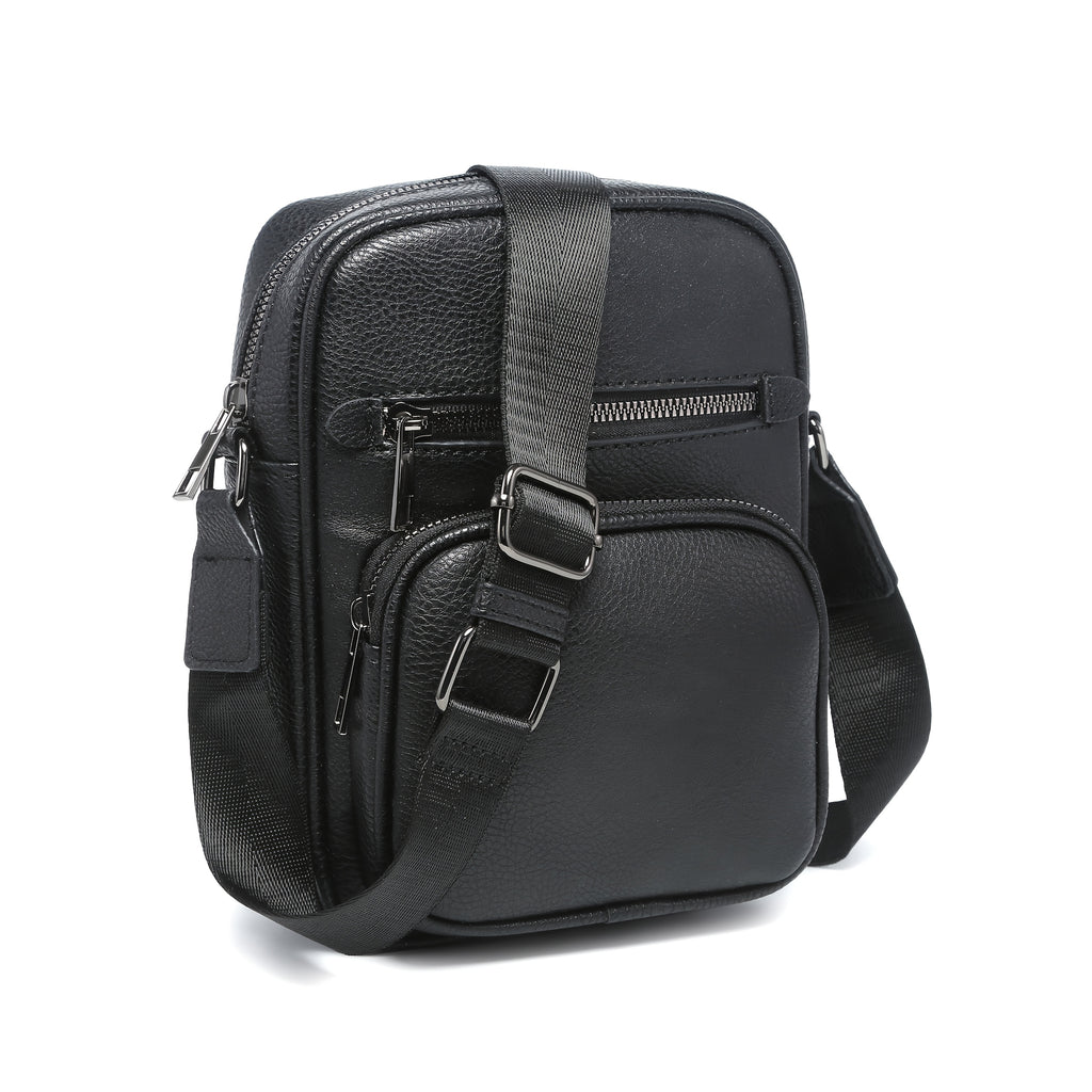 Men's Leather Crossbody Bag for Men - Adjustable Shoulder Wallet with Strap, Business & Casual Hands-Free Use
