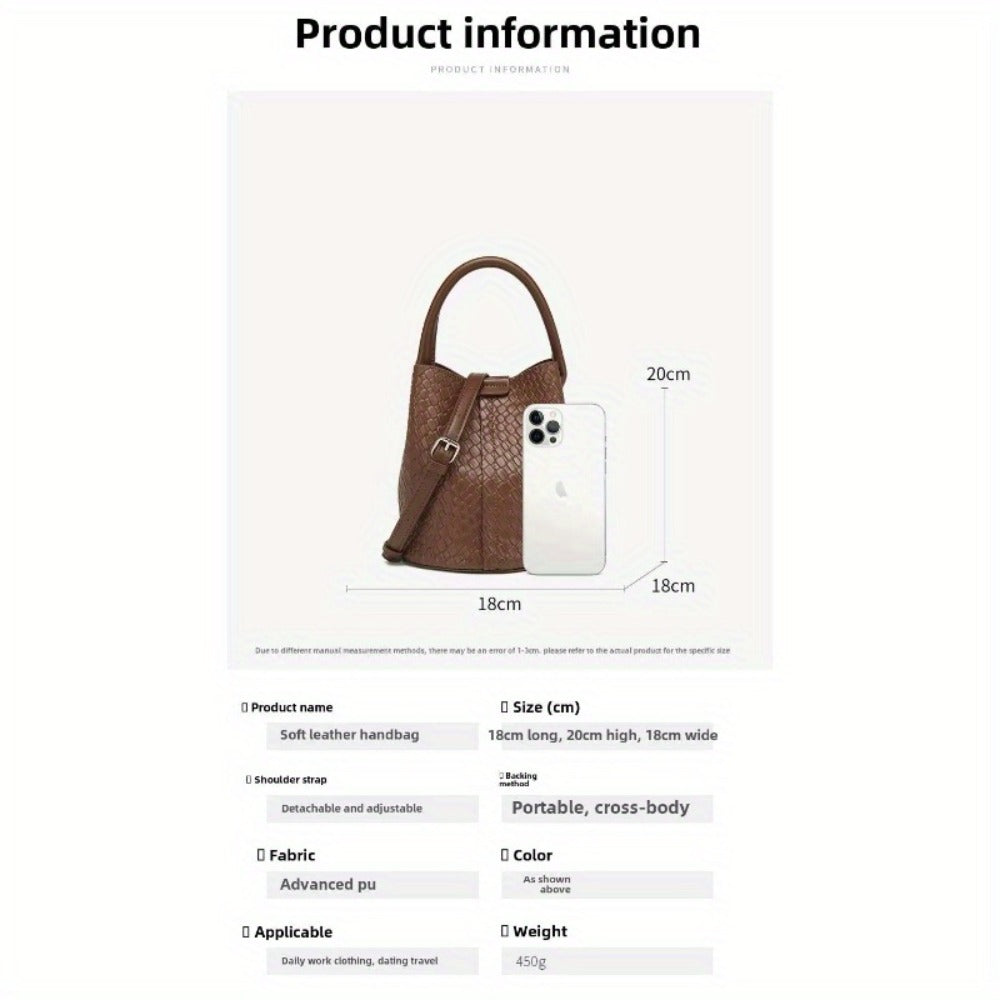 Women'S Large Woven Tote Bag - Spacious Crossbody & Shoulder Purse with Zipper Closure, Brown Elegant Everyday Bag for Women, Versatile Handbag, Stylish Accessory