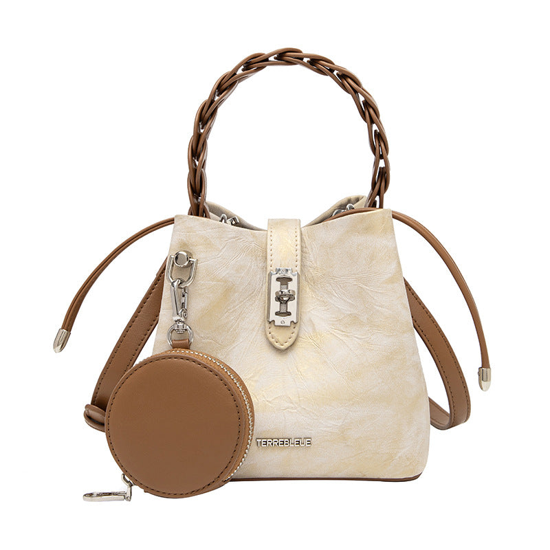 Women'S Large Capacity Bucket Bag - Brown Tote with Golden-Tone Hardware, Zipper Closure, Spacious Interior for Work, Travel, Everyday - Elegant Women'S Handbag, Travel Tote, Sophisticated Style, Durable Construction