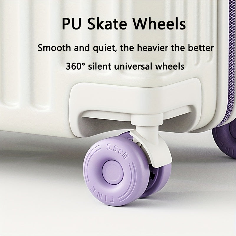 1pc 26-inch Large Capacity Fashionable Suitcase with Foldable Cup Holder, Alloy Corner Protection, Durable PC Shell, 360° Silent PE Spinner Wheels, Side Handle