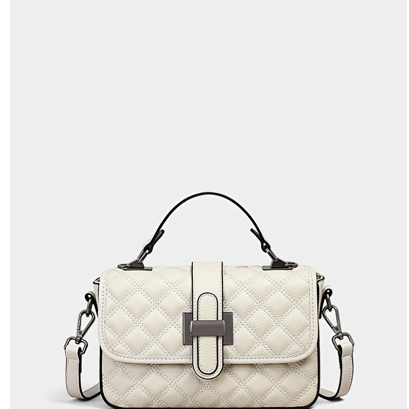 Single Shoulder Bag Handbag Crossbody Bag Women's Bag Summer Top Layer Genuine Leather Handbag Trendy Fashion Versatile Textured Quilted Crossbody Bag