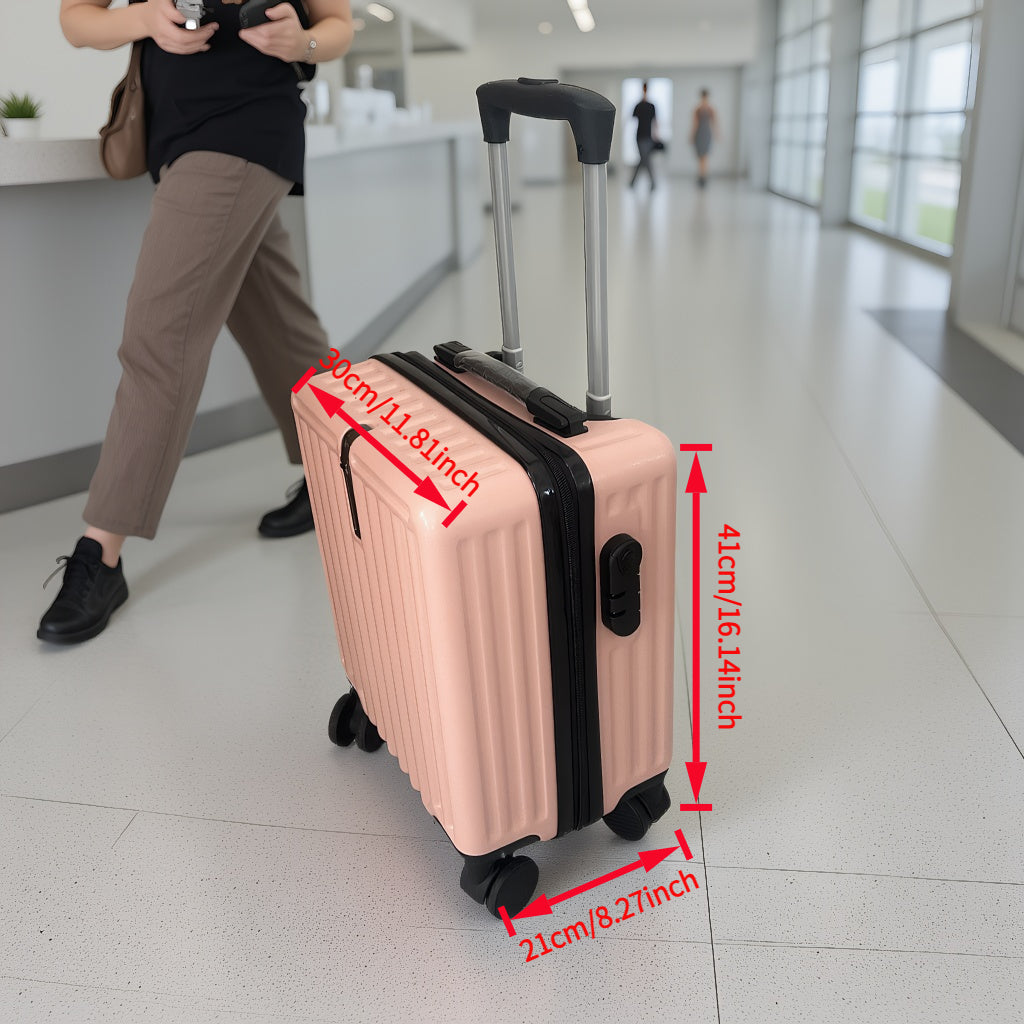 Customized 20-inch Pink Luggage | Lightweight, Swivel Caster Wheels, Aluminum Alloy Handle, ABS+PC Shell