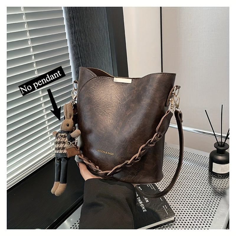 New Stylish Retro Multifunctional Textured Commuter Shoulder Crossbody Handbag | Christmas Thanksgiving Gift, PVC Material, Zipper Closure