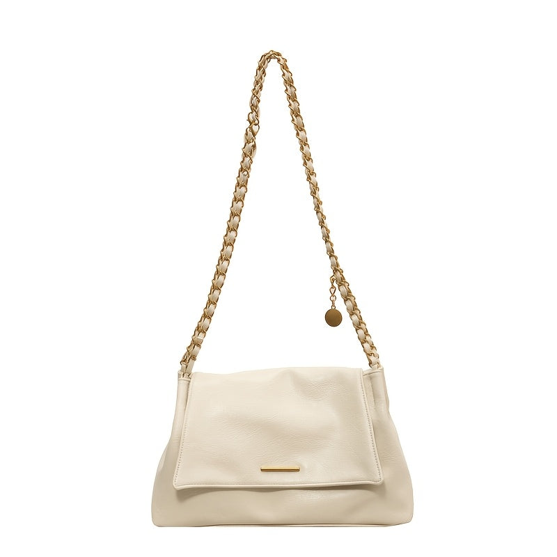 Women's Vintage Tote Bag with Chain Strap - Large Capacity Underarm Shoulder Bag Suitable for Daily Use & Commuting