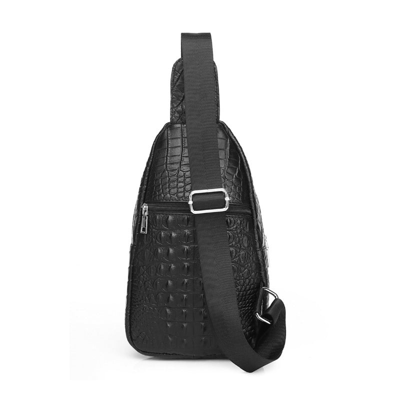 Men's Genuine Top Grain Leather Crossbody Bag - Single Shoulder Chest Pack with Adjustable Strap, Multi-Functional Hands-Free for smart phone Essentials