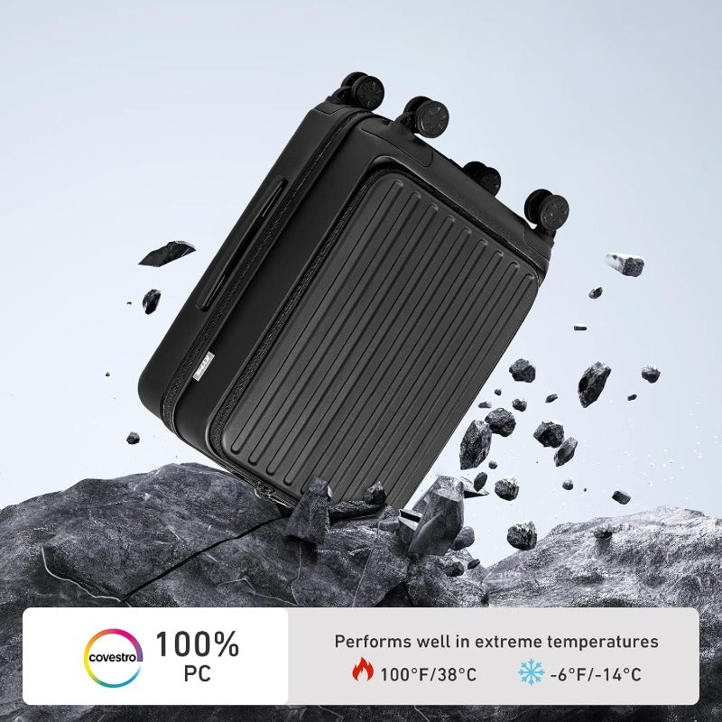 Carry-On Luggage | Airline Approved with Laptop Compartment, Black, 20 Inch, ABS Shell, Zipper Closure