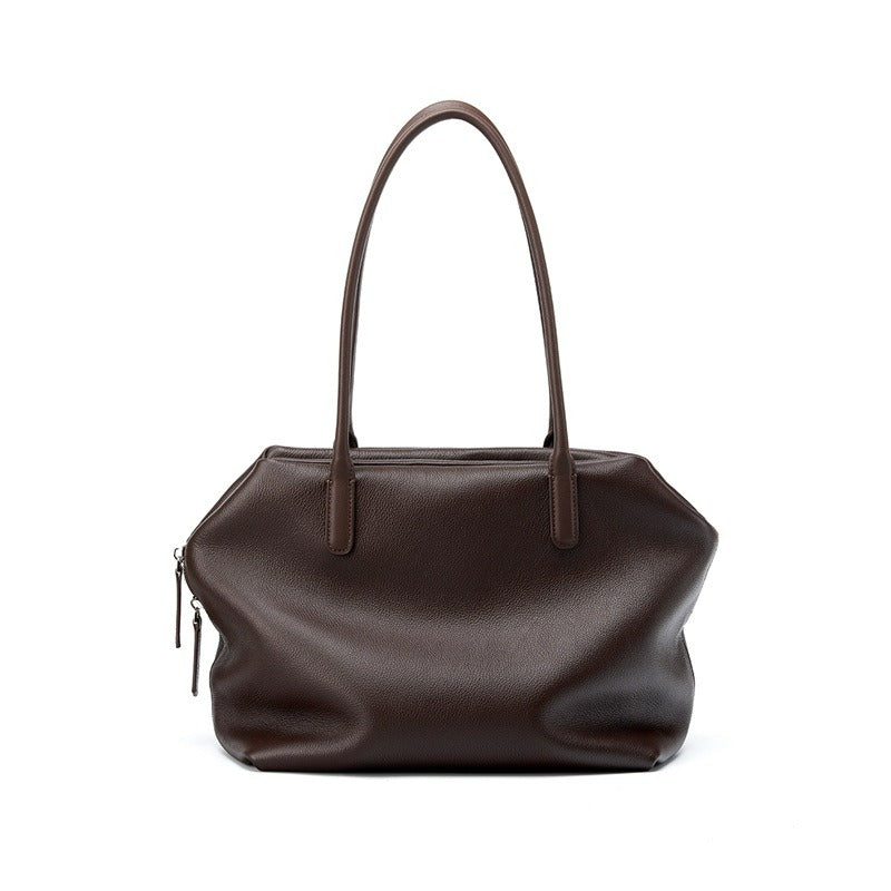 Women's Genuine Large Capacity Tote Bag - Handheld Shoulder Purse with Zipper Closure - Casual & Professional Underarm Bag