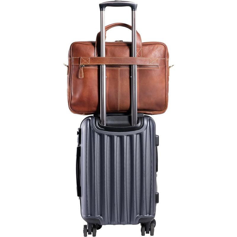 16-Inch Buffalo Leather Laptop Briefcase & Messenger Bag Compatible for Men & Women - YKK Zippers, Trolley Strap, Multiple Compartments