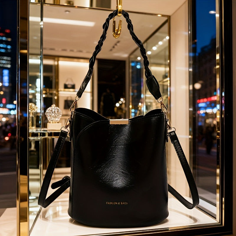 New Stylish Retro Multifunctional Textured Commuter Shoulder Crossbody Handbag | Christmas Thanksgiving Gift, PVC Material, Zipper Closure