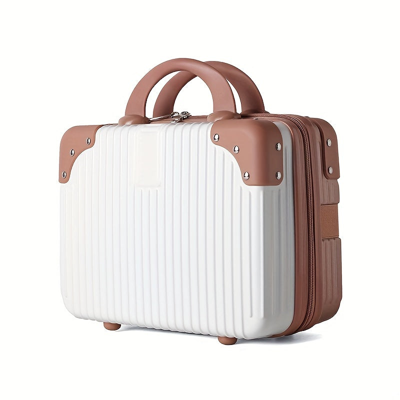 14-Inch Vintage Lightweight Carry-On Suitcase with Combination - Small Travel Luggage, Zipper Closure & Shoulder Strap, Multifunctional Portable Case - Compact Airplane Cabin Bag