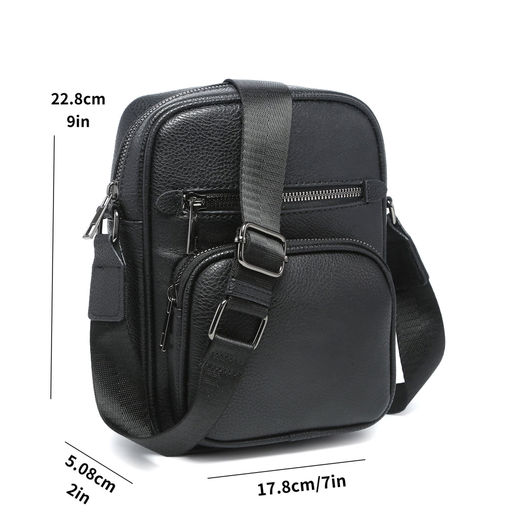 Men's Leather Crossbody Bag for Men - Adjustable Shoulder Wallet with Strap, Business & Casual Hands-Free Use