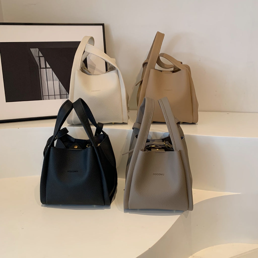 High-End Niche Design Korean Style Ins Handheld Basket Bag Large Capacity Mother-Daughter Bag Crossbody Shoulder Bucket Bag