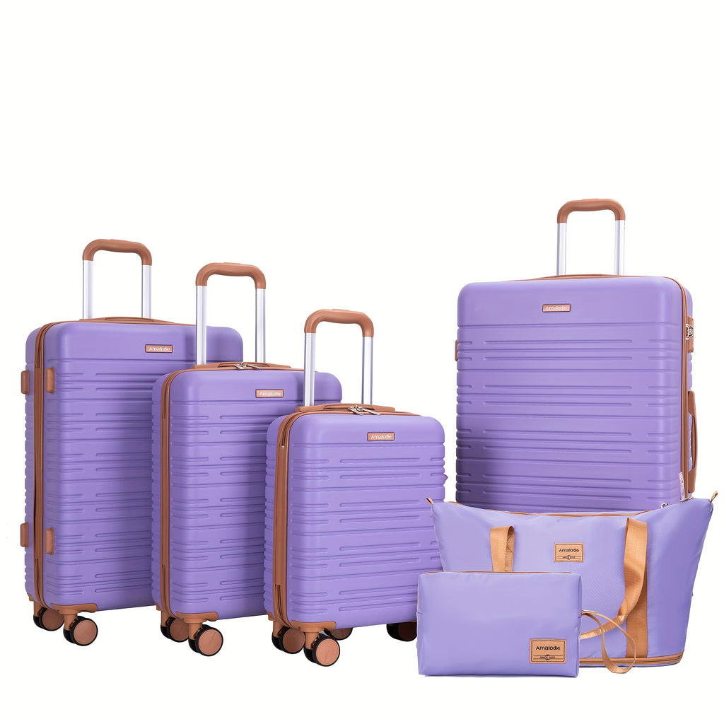 6pcs Luggage Sets with Duffel Bag And Toiletry Bag, Hardside ABS Carry-on And Checked Suitcase Set with TSA Lock, 360° Double Spinner Wheels