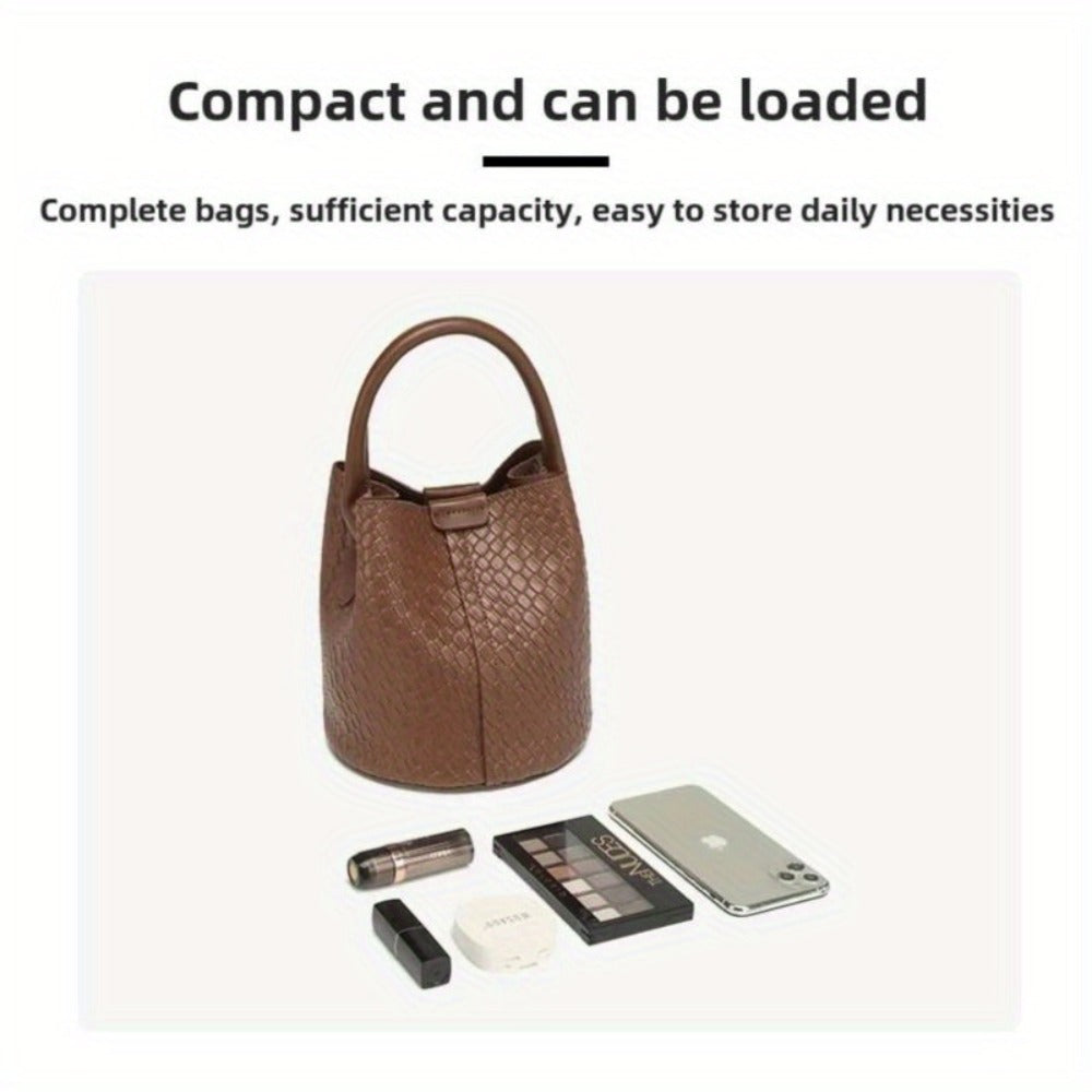 Women'S Large Woven Tote Bag - Spacious Crossbody & Shoulder Purse with Zipper Closure, Brown Elegant Everyday Bag for Women, Versatile Handbag, Stylish Accessory