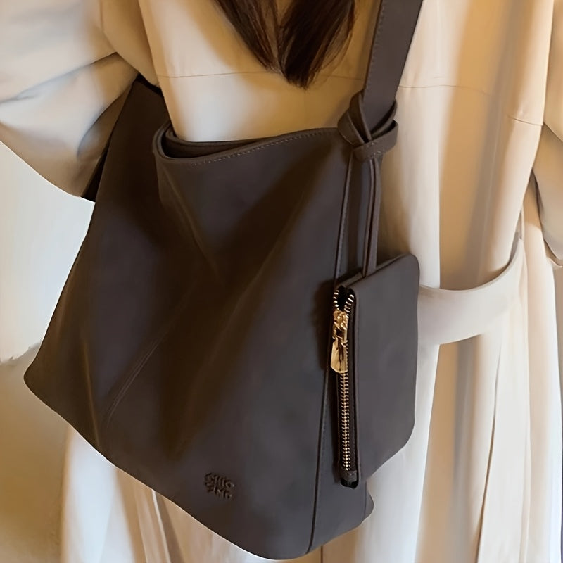 Moonlight Tote Bag for Women, Large Capacity, Relaxed and Elegant Style, Commuter Shoulder and Crossbody Bag. Fashionable and Sophisticated Small Bag Charm. Niche Tote Bag, Solid Color Shoulder Bag