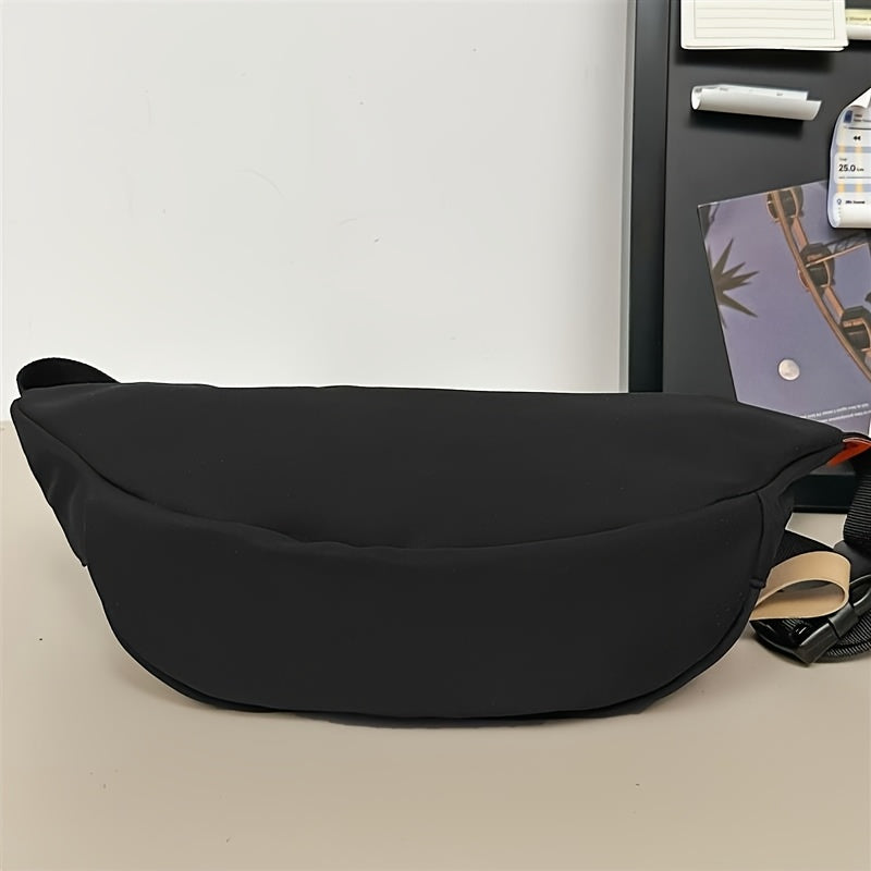 Men's Lightweight Nylon Waist Bag - Adjustable Crossbody Chest Sling with Zipper Closure, Multi-Compartment