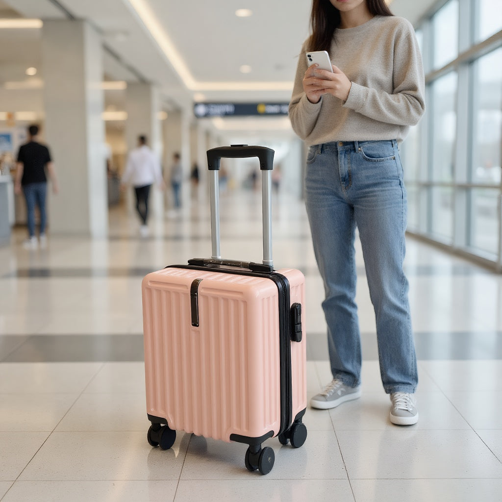 Customized 20-inch Pink Luggage | Lightweight, Swivel Caster Wheels, Aluminum Alloy Handle, ABS+PC Shell