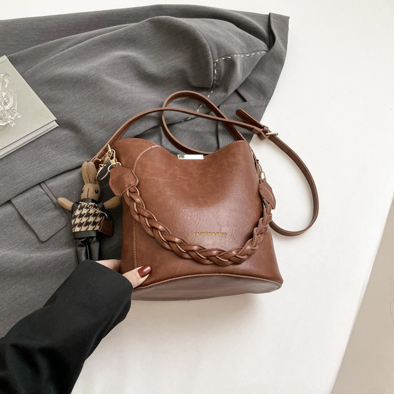 New Stylish Retro Multifunctional Textured Commuter Shoulder Crossbody Handbag | Christmas Thanksgiving Gift, PVC Material, Zipper Closure