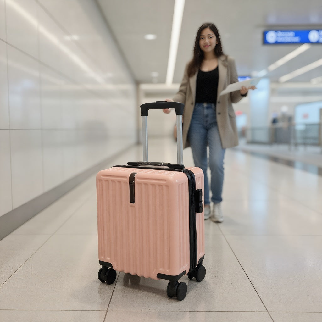 Customized 20-inch Pink Luggage | Lightweight, Swivel Caster Wheels, Aluminum Alloy Handle, ABS+PC Shell