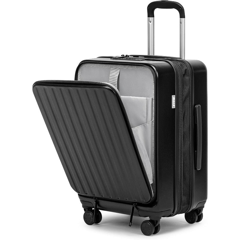 Carry-On Luggage | Airline Approved with Laptop Compartment, Black, 20 Inch, ABS Shell, Zipper Closure
