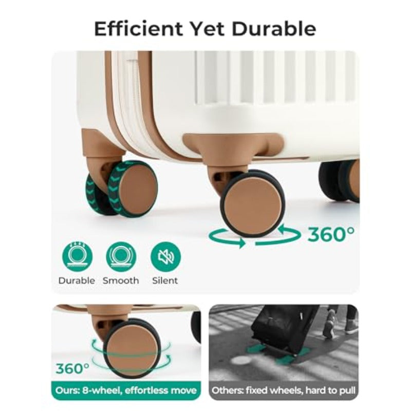 Carry On Luggage 22x14x9 Airline Approved with Spinner Wheels100% PC Hardside Expandable Luggage with TSA Lock for Trips 20 Inch Rolling Suitcases for Men Women Beige