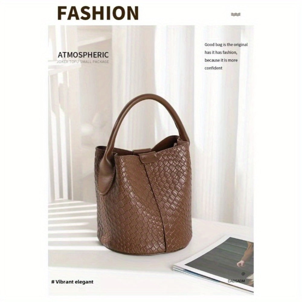 Women'S Large Woven Tote Bag - Spacious Crossbody & Shoulder Purse with Zipper Closure, Brown Elegant Everyday Bag for Women, Versatile Handbag, Stylish Accessory