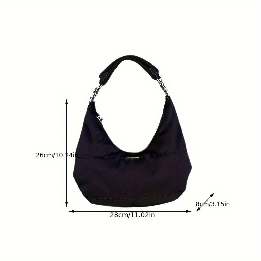 Small Retro Shoulder Bag for Women, Soft Hobo Style, Black Purse Inspired by Spice, Crescent-Shaped Handbag