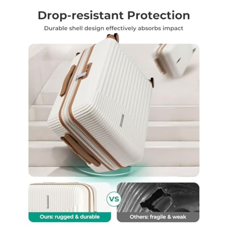 Carry On Luggage 22x14x9 Airline Approved with Spinner Wheels100% PC Hardside Expandable Luggage with TSA Lock for Trips 20 Inch Rolling Suitcases for Men Women Beige