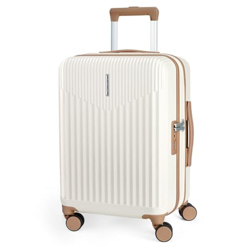 Carry On Luggage 22x14x9 Airline Approved with Spinner Wheels100% PC Hardside Expandable Luggage with TSA Lock for Trips 20 Inch Rolling Suitcases for Men Women Beige