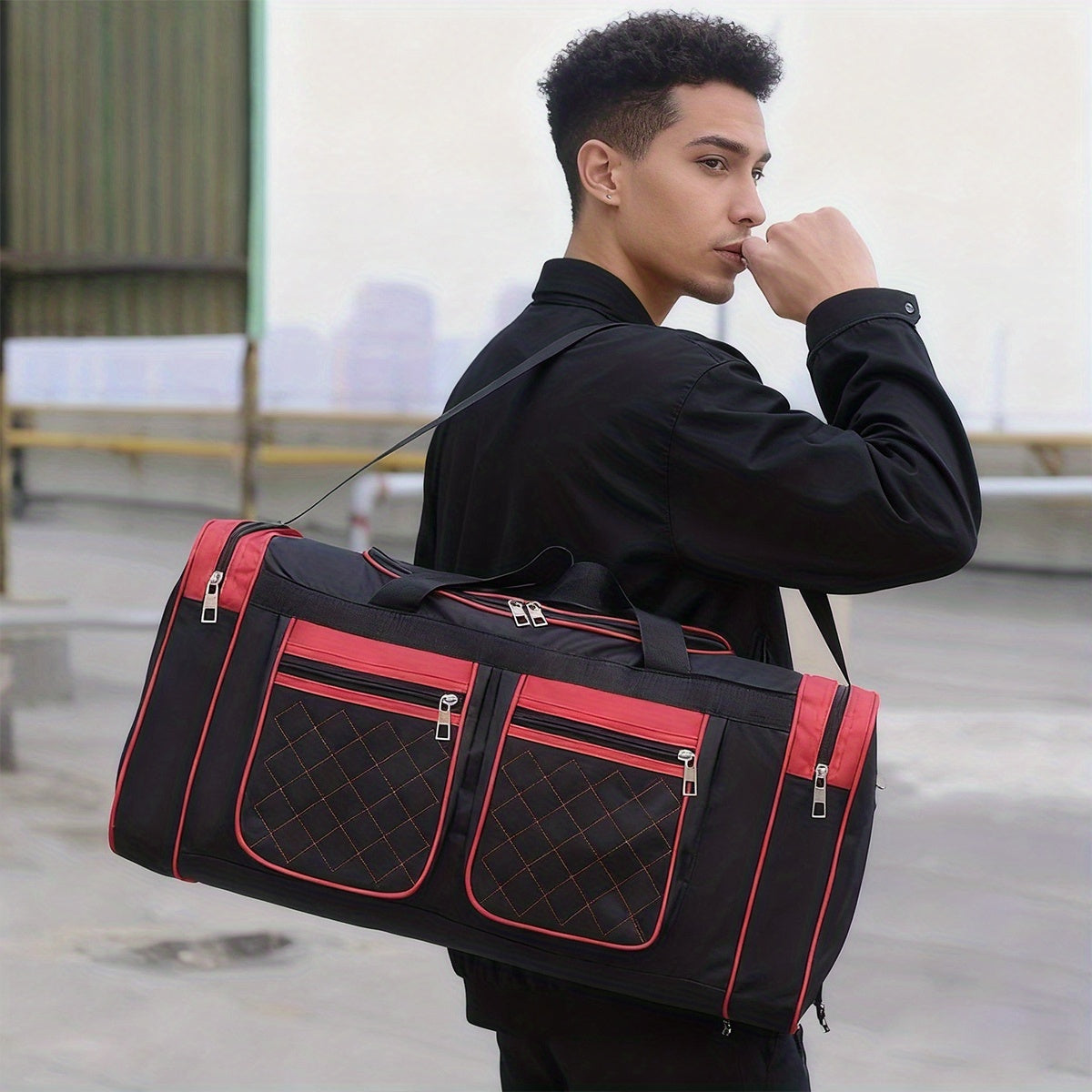 Large Capacity Travel Duffel Bag For Men & Women-Heavy-Duty Gym Bag With Multi-Pocket Design, Adjustable Shoulder Strap & Zipper Closure