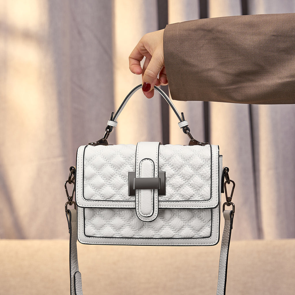 Single Shoulder Bag Handbag Crossbody Bag Women's Bag Summer Top Layer Genuine Leather Handbag Trendy Fashion Versatile Textured Quilted Crossbody Bag