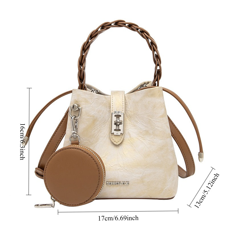 Women'S Large Capacity Bucket Bag - Brown Tote with Golden-Tone Hardware, Zipper Closure, Spacious Interior for Work, Travel, Everyday - Elegant Women'S Handbag, Travel Tote, Sophisticated Style, Durable Construction