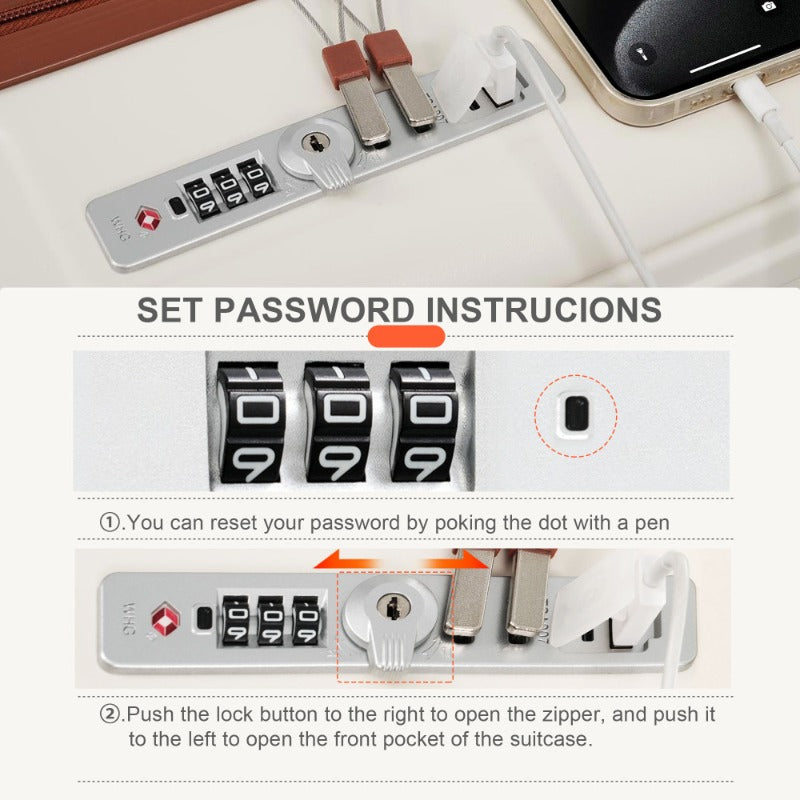 4pcs Luggage Set with USB Charging Ports - 20in Carry-On (Front-Opening for Laptop) 28in Checked Suitcase with TSA Lock Travel Duffel Bag Wet-Dry Toiletry Bag