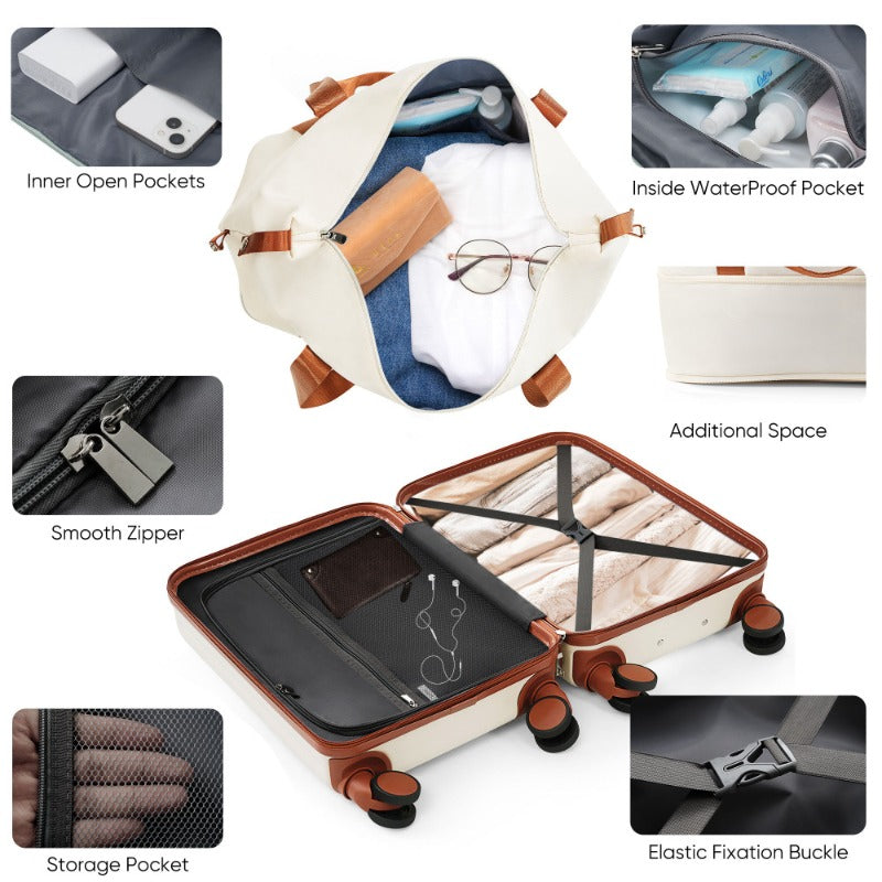 4pcs Luggage Set with USB Charging Ports - 20in Carry-On (Front-Opening for Laptop) 28in Checked Suitcase with TSA Lock Travel Duffel Bag Wet-Dry Toiletry Bag